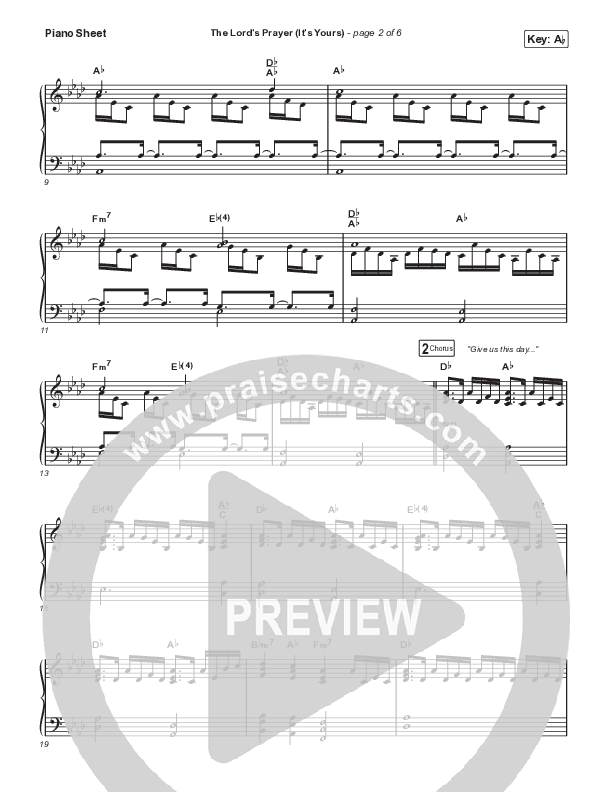 The Lord's Prayer (It's Yours) (Acoustic) Piano Sheet (Matt Maher)