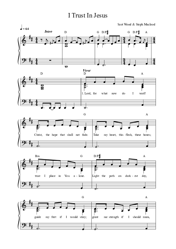 I Trust In Jesus (Live) Lead Sheet Melody (Songs From The Soil / Graham Kendrick / Jodie Alexander-Frye)