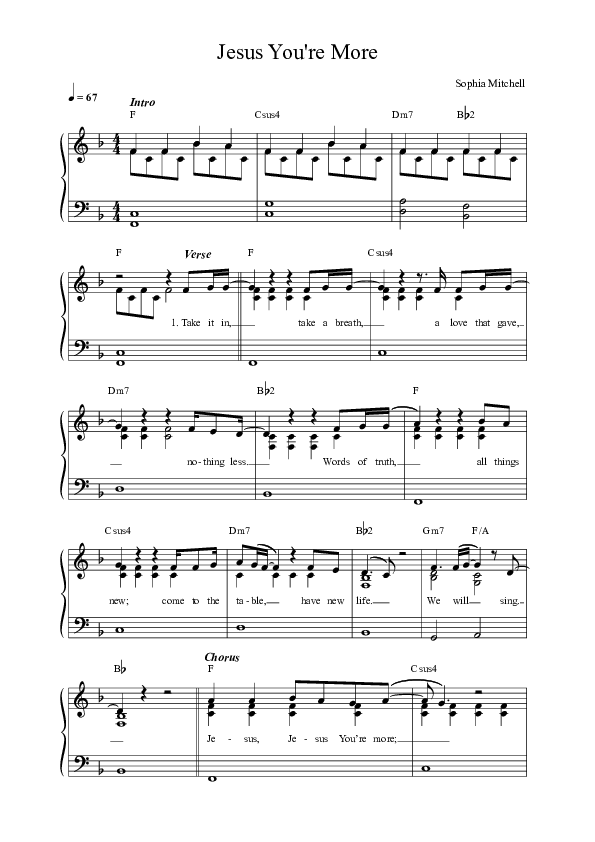 Jesus You're More (Live) Lead Sheet Melody (Songs From The Soil / Sophia Rebekah Mitchell / Steph Macleod)