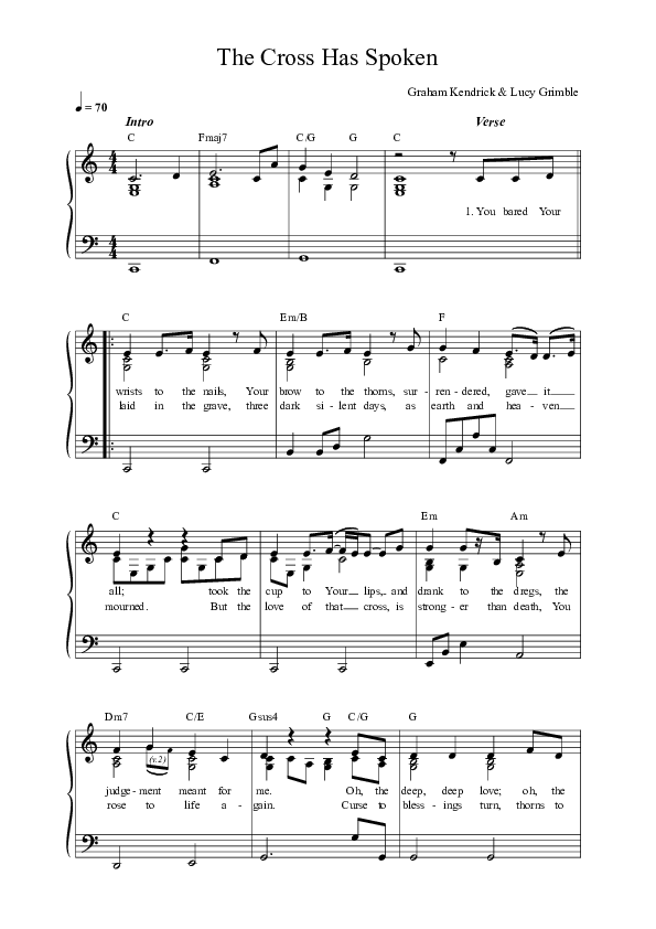 The Cross Has Spoken (Live) Lead Sheet Melody (Songs From The Soil / Marc James / Lucy Grimble)
