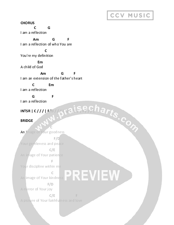 Reflection Chord Chart (CCV Music)