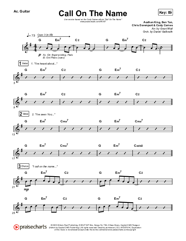 Call On The Name (Live) Acoustic Guitar (Cody Carnes)