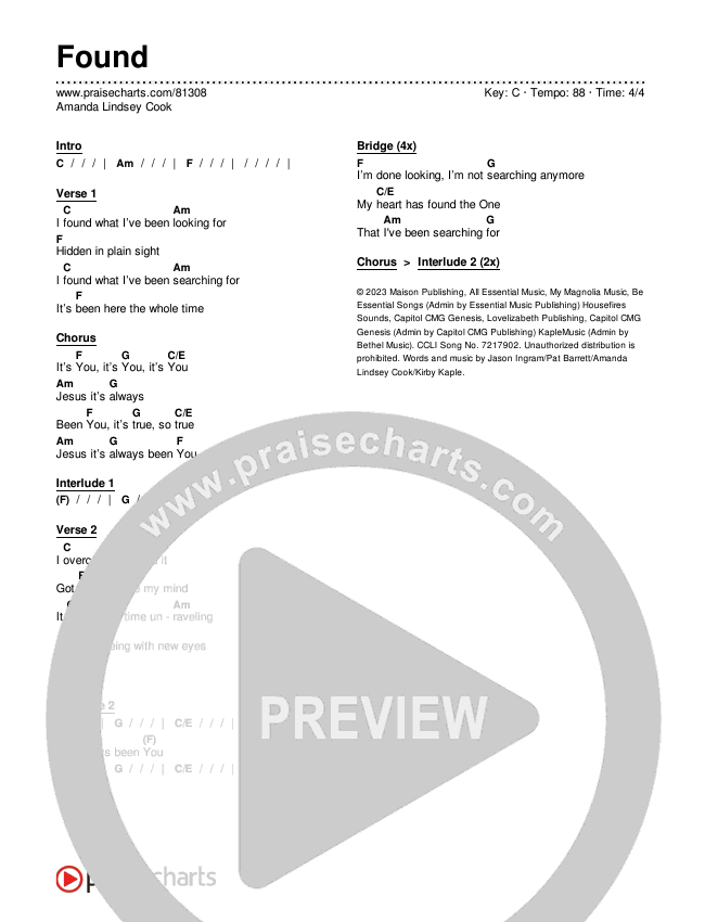 Found Chords & Lyrics (Amanda Lindsey Cook)