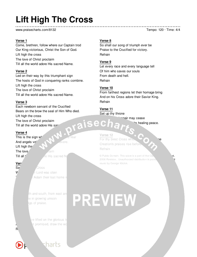 Lift High The Cross Lyrics (Traditional Hymn)