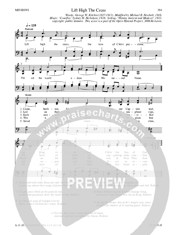 Lift High The Cross Hymn Sheet (SATB) (Traditional Hymn)