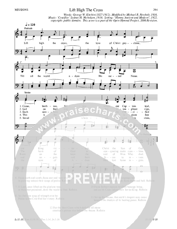 Lift High The Cross Hymn Sheet (SATB) (Traditional Hymn)
