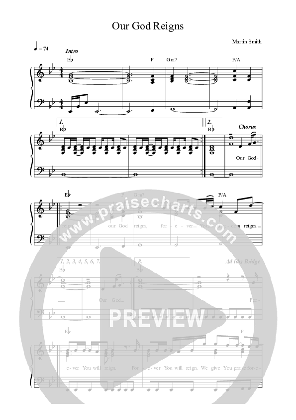 Our God Reigns Lead Sheet Melody (ICF Worship)