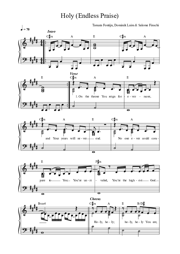Holy (Endless Praise) (Live) Lead Sheet Melody (ICF Worship)