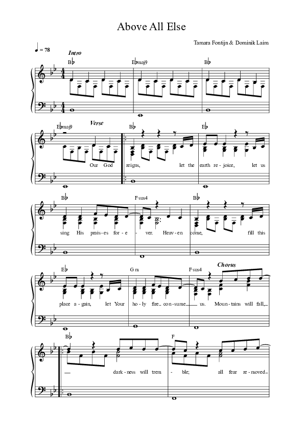 Above All Else (Live) Lead Sheet Melody (ICF Worship)