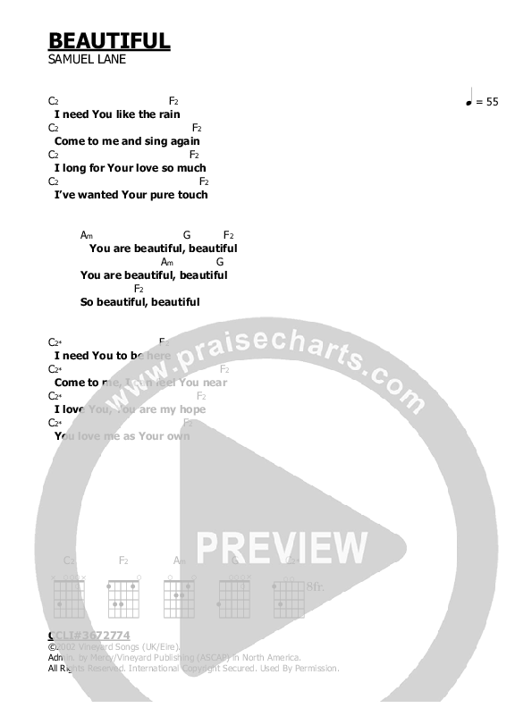 Beautiful Chord Chart (Vineyard Worship)