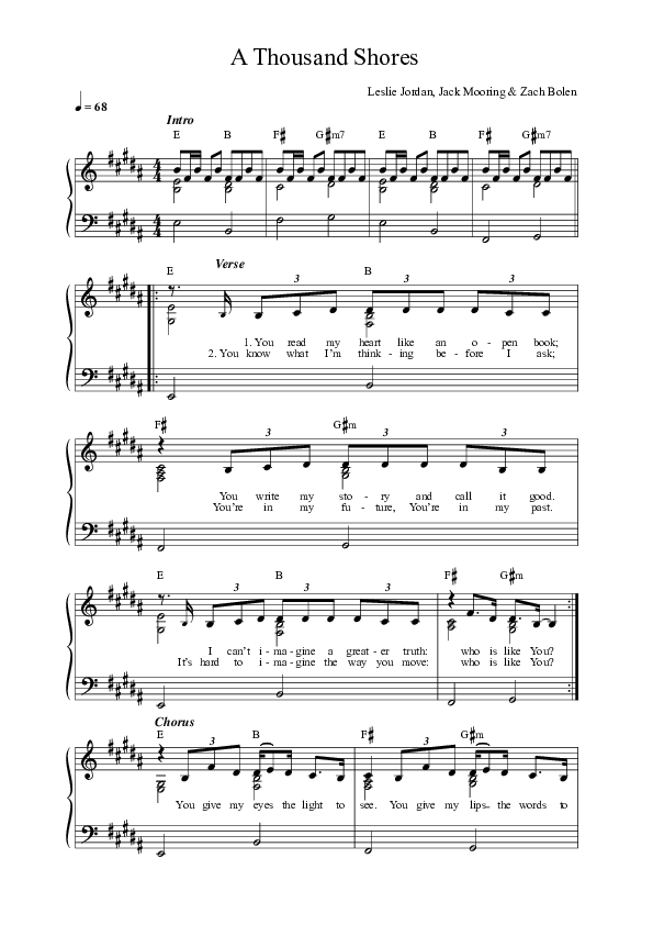 A Thousand Shores (Acoustic) Lead Sheet Melody (Citizens)