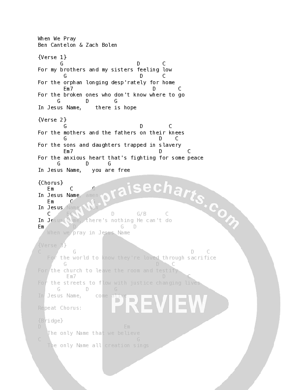 When We Pray (Acoustic) Chord Chart (Citizens)