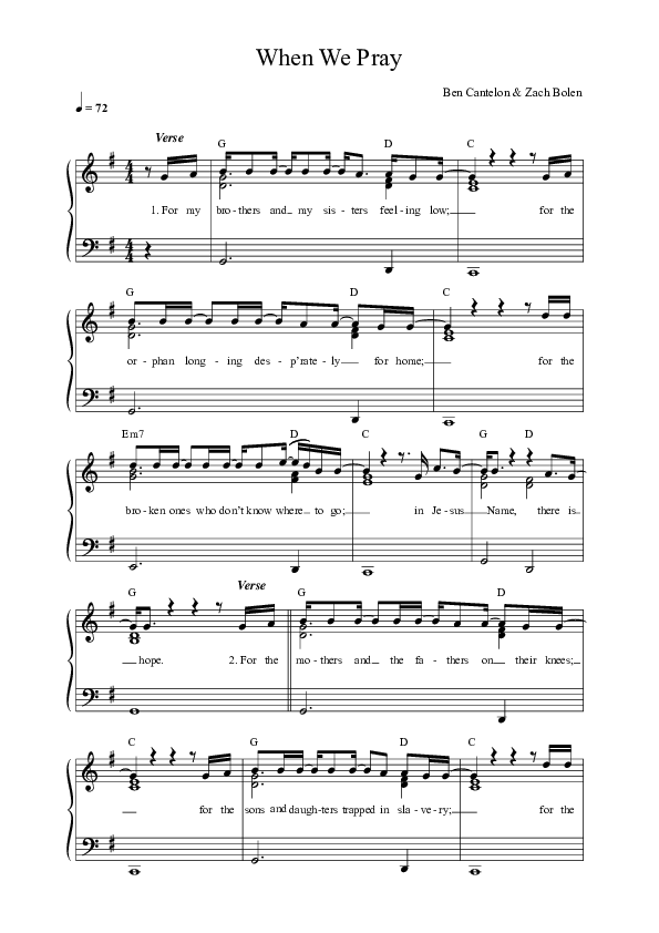 When We Pray (Acoustic) Lead Sheet Melody (Citizens)