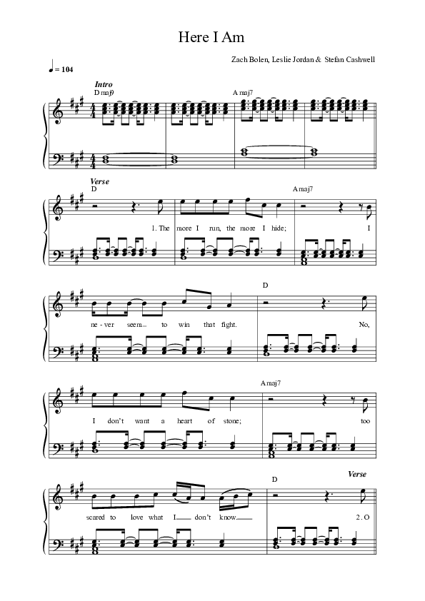 Here I Am (Acoustic) Lead Sheet Melody (Citizens)