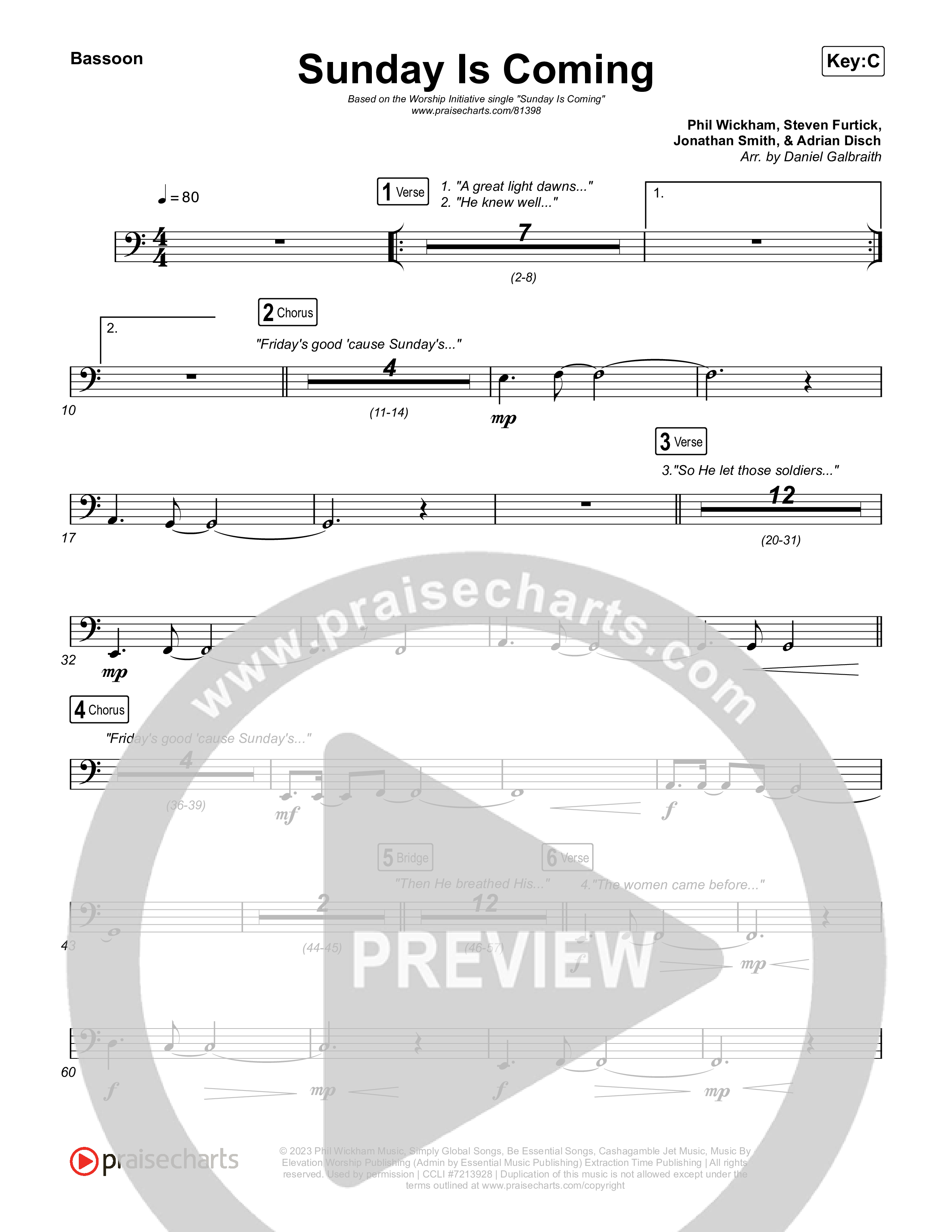 Sunday Is Coming Bassoon (The Worship Initiative / John Marc Kohl)