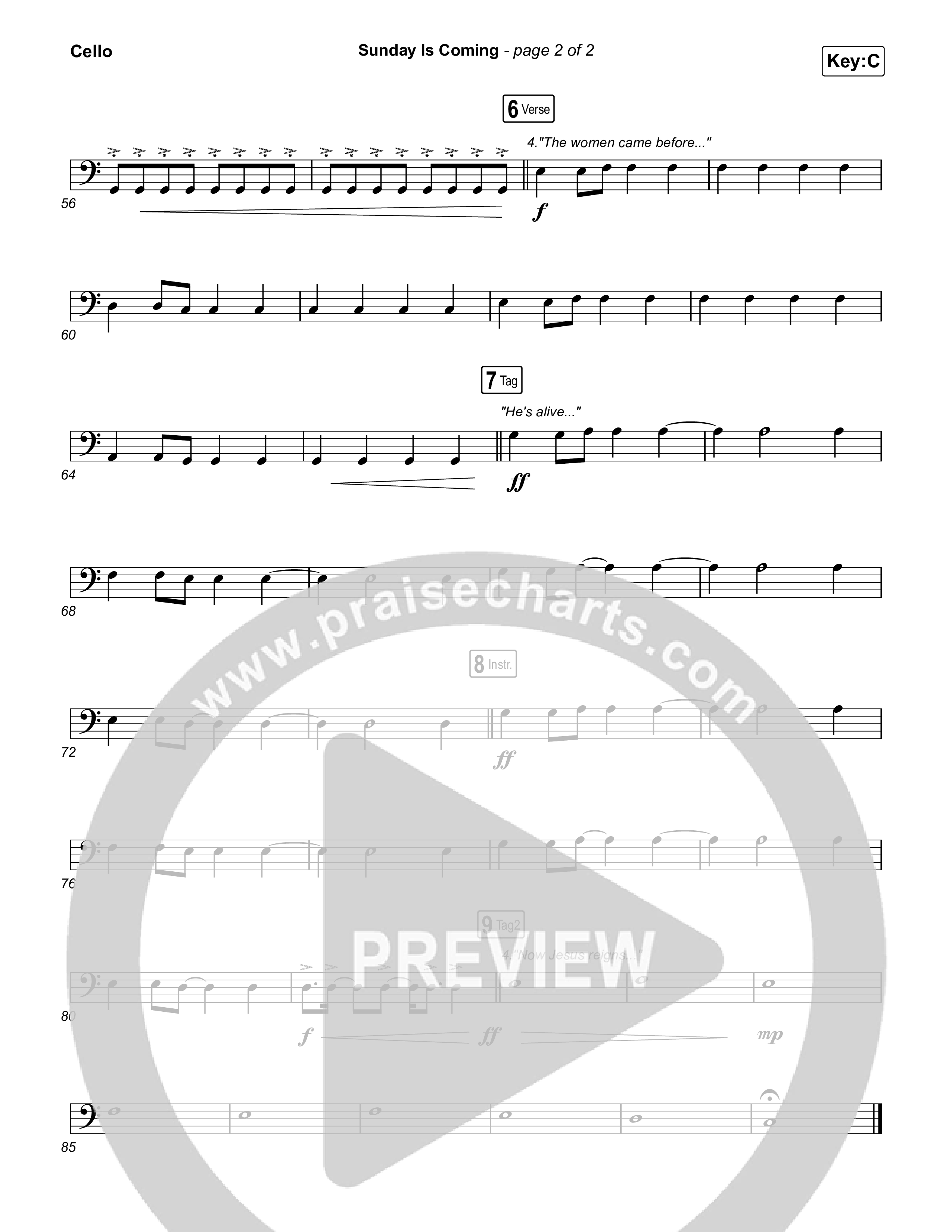 Sunday Is Coming Cello (The Worship Initiative / John Marc Kohl)