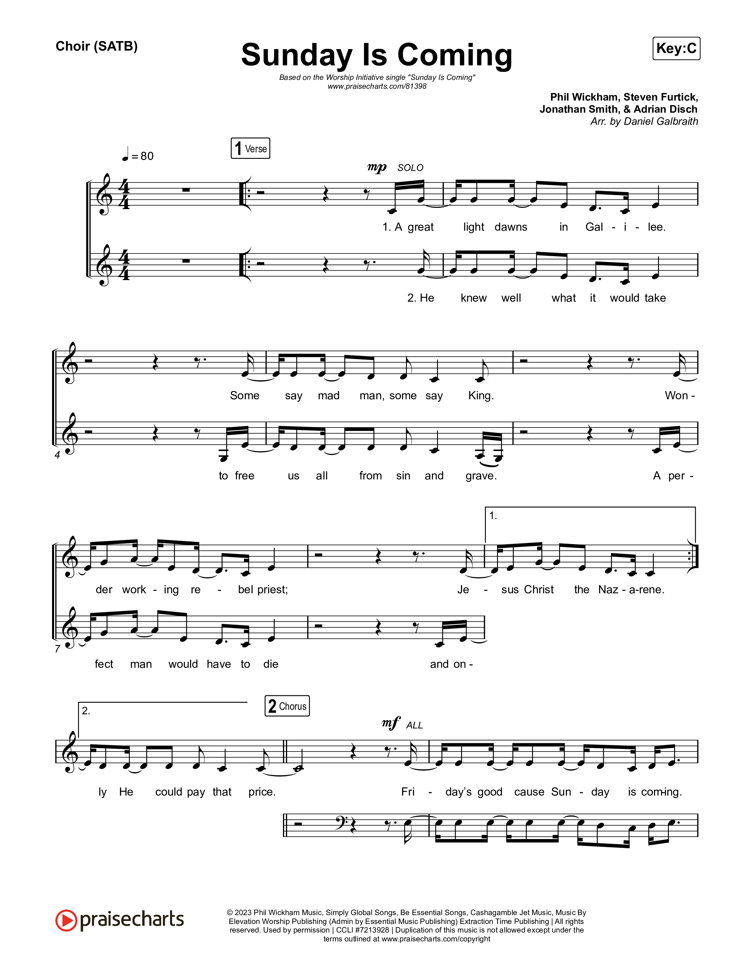 Sunday Is Coming Choir Sheet (SATB) (The Worship Initiative / John Marc Kohl)