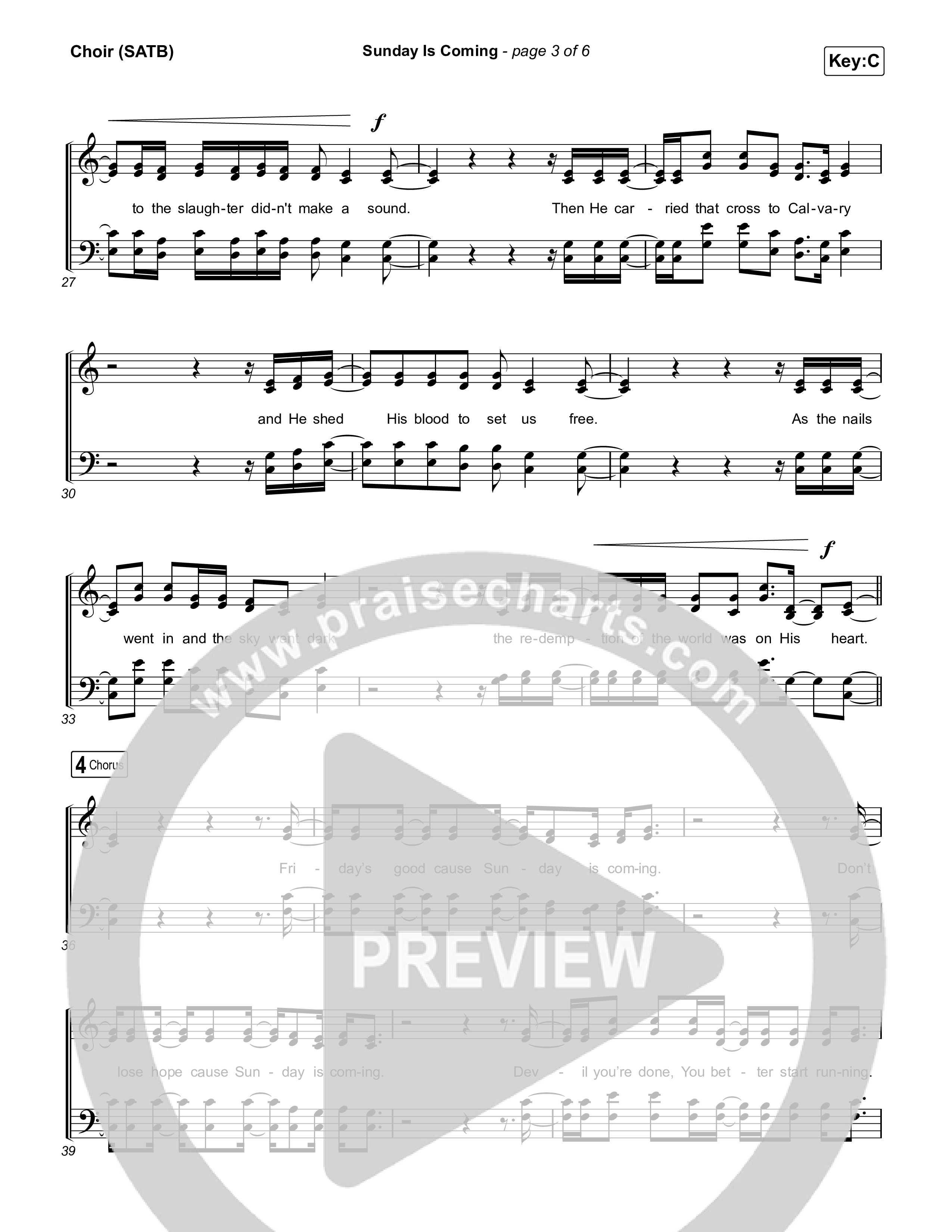 Sunday Is Coming Choir Sheet (SATB) (The Worship Initiative / John Marc Kohl)