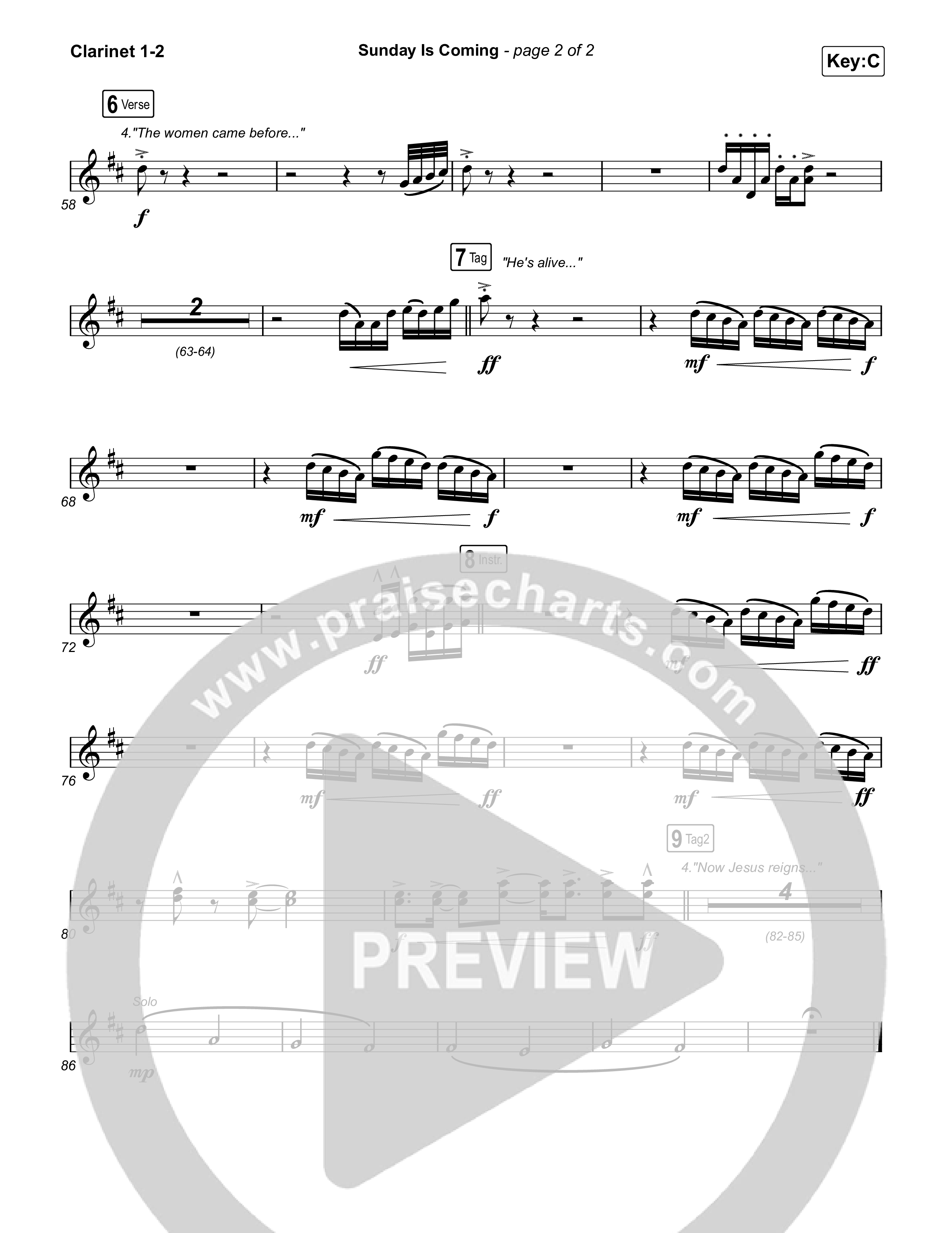 Sunday Is Coming Clarinet 1,2 (The Worship Initiative / John Marc Kohl)