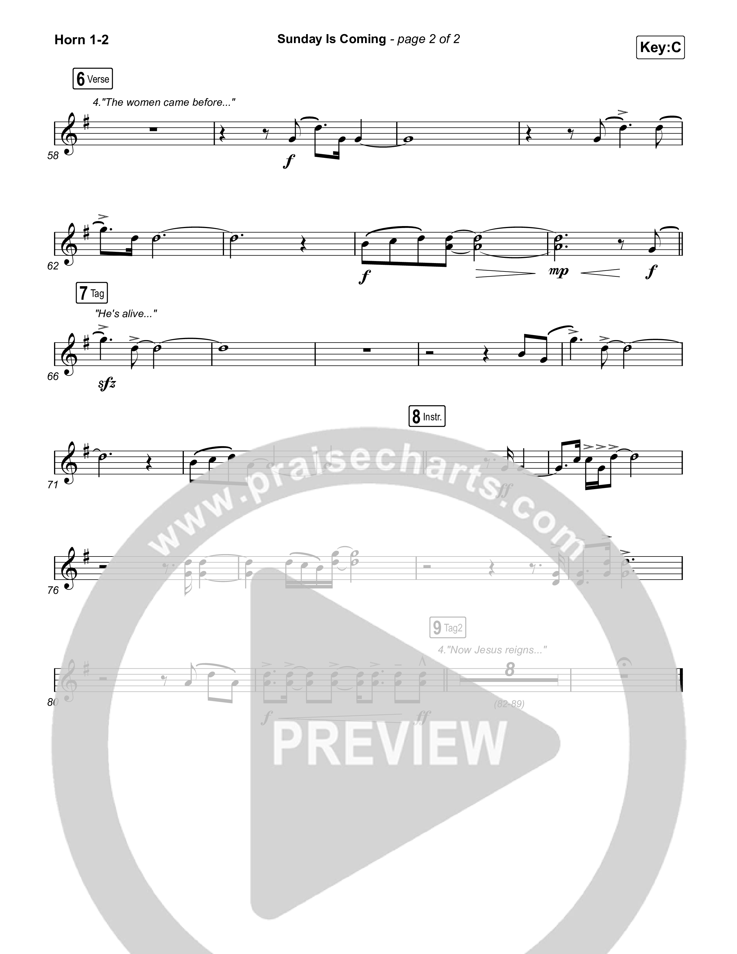 Sunday Is Coming French Horn 1,2 (The Worship Initiative / John Marc Kohl)