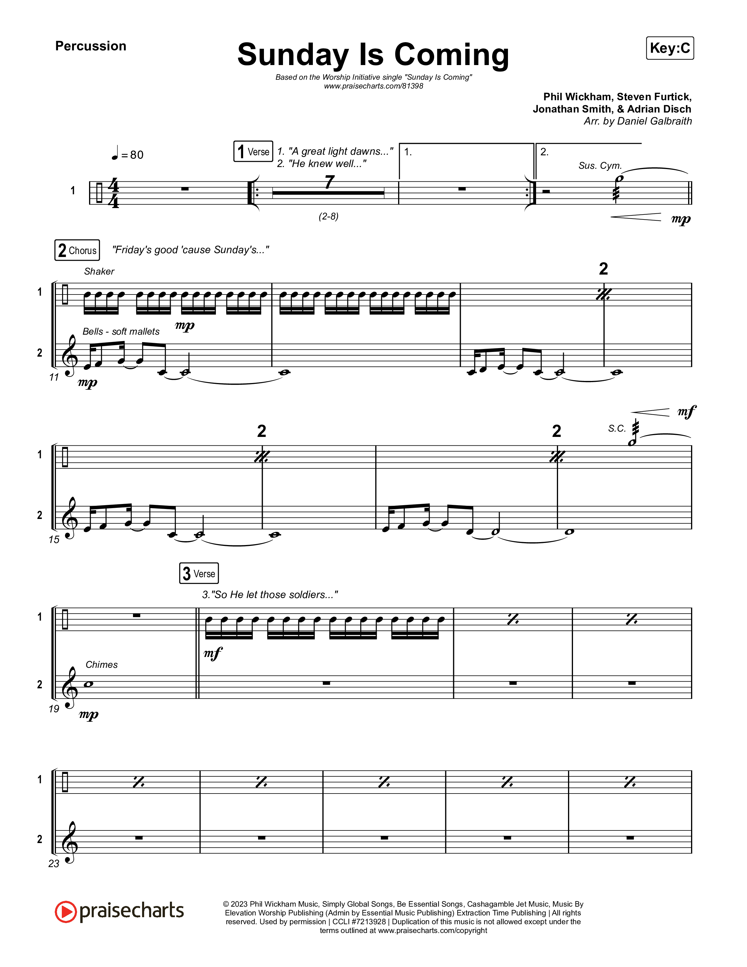 Sunday Is Coming Percussion (The Worship Initiative / John Marc Kohl)