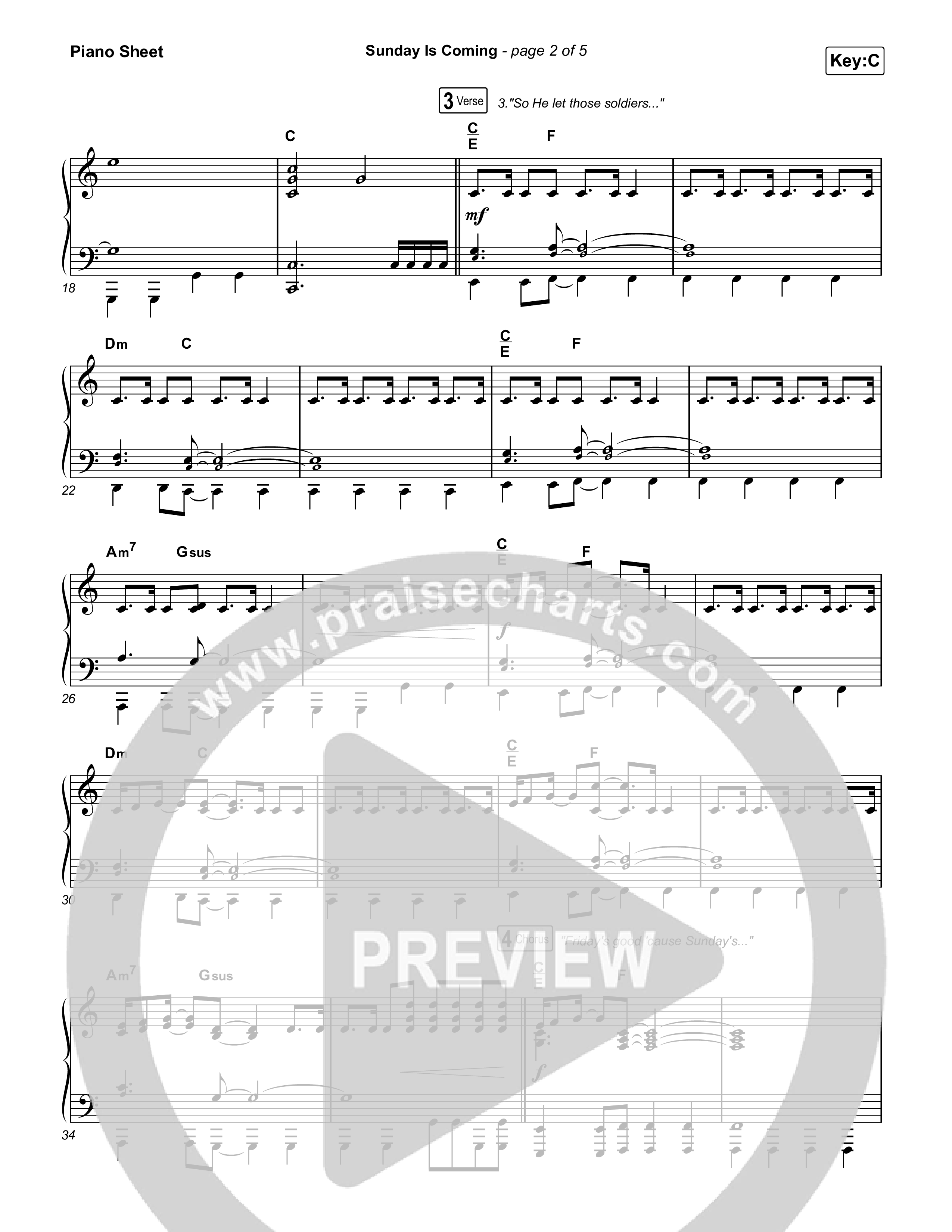 Sunday Is Coming Piano Sheet (The Worship Initiative / John Marc Kohl)