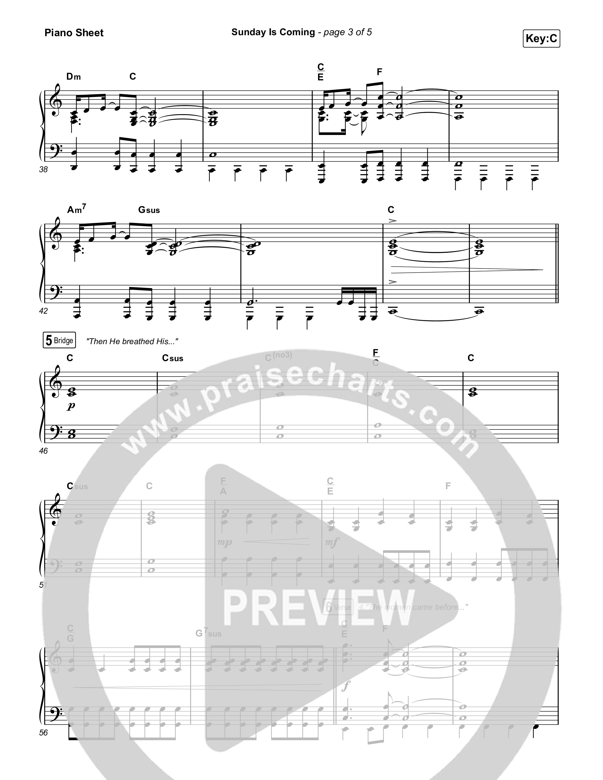 Sunday Is Coming Piano Sheet (The Worship Initiative / John Marc Kohl)