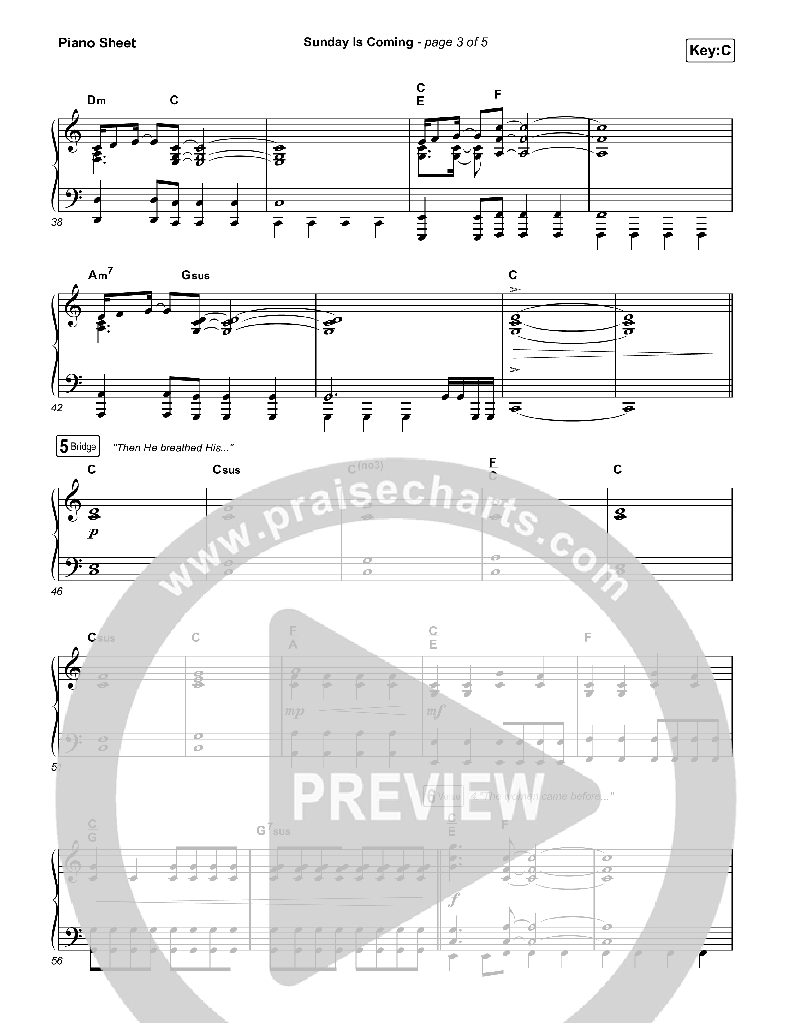 Sunday Is Coming Piano Sheet (The Worship Initiative / John Marc Kohl)