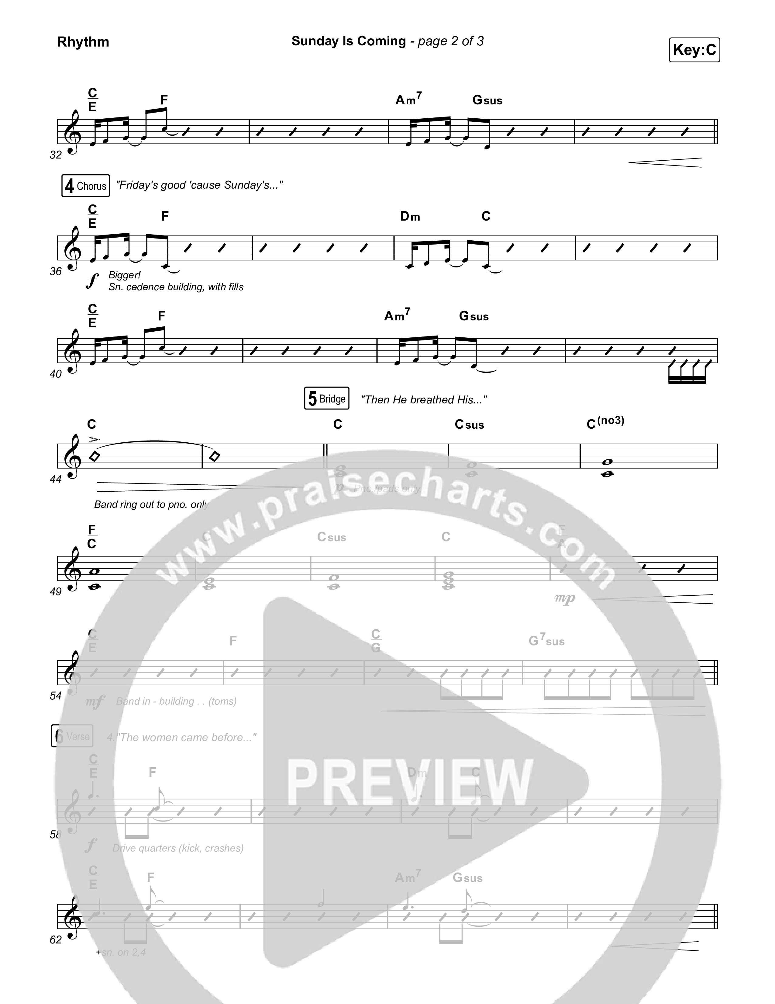 Sunday Is Coming Rhythm Chart (The Worship Initiative / John Marc Kohl)