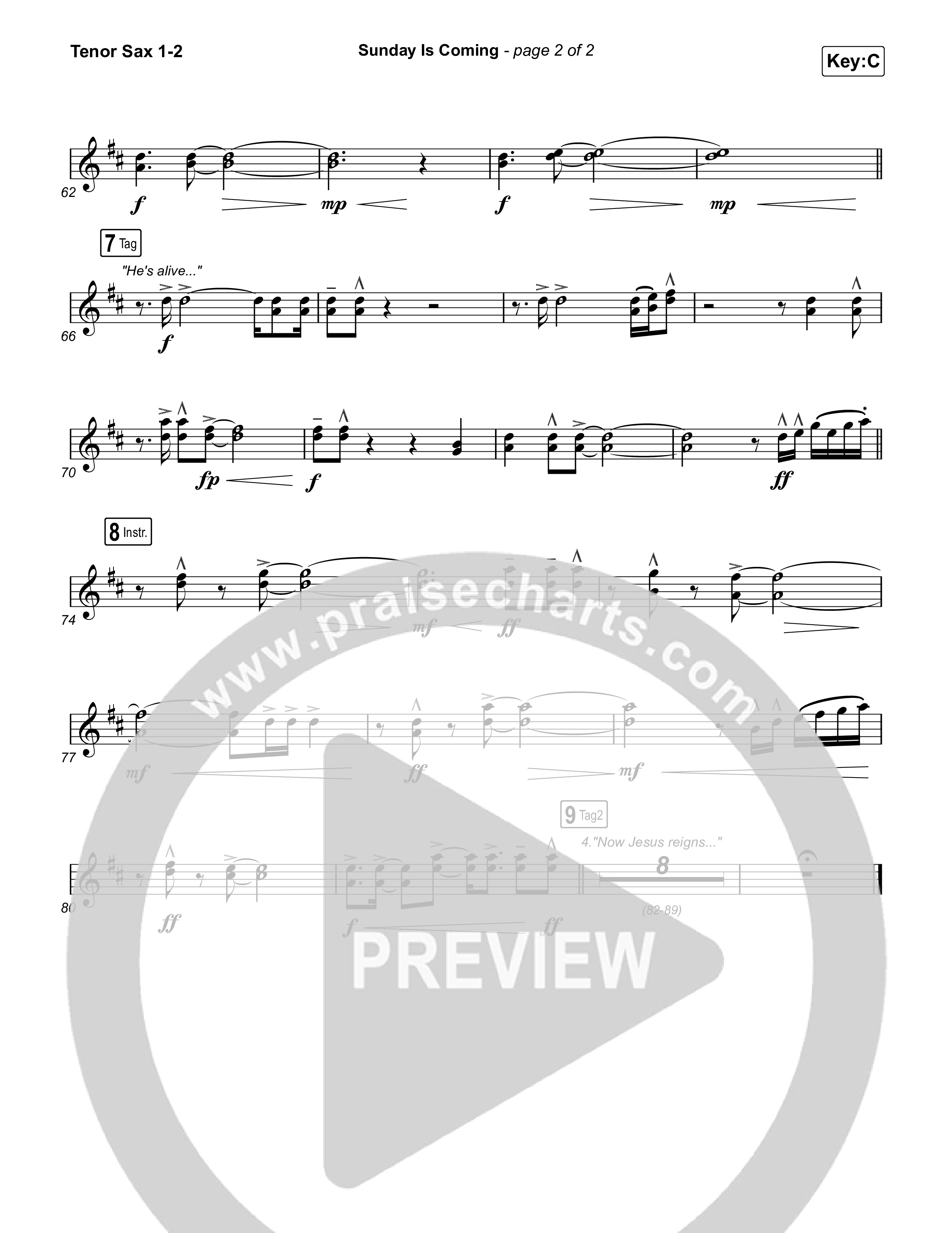 Sunday Is Coming Tenor Sax 1,2 (The Worship Initiative / John Marc Kohl)