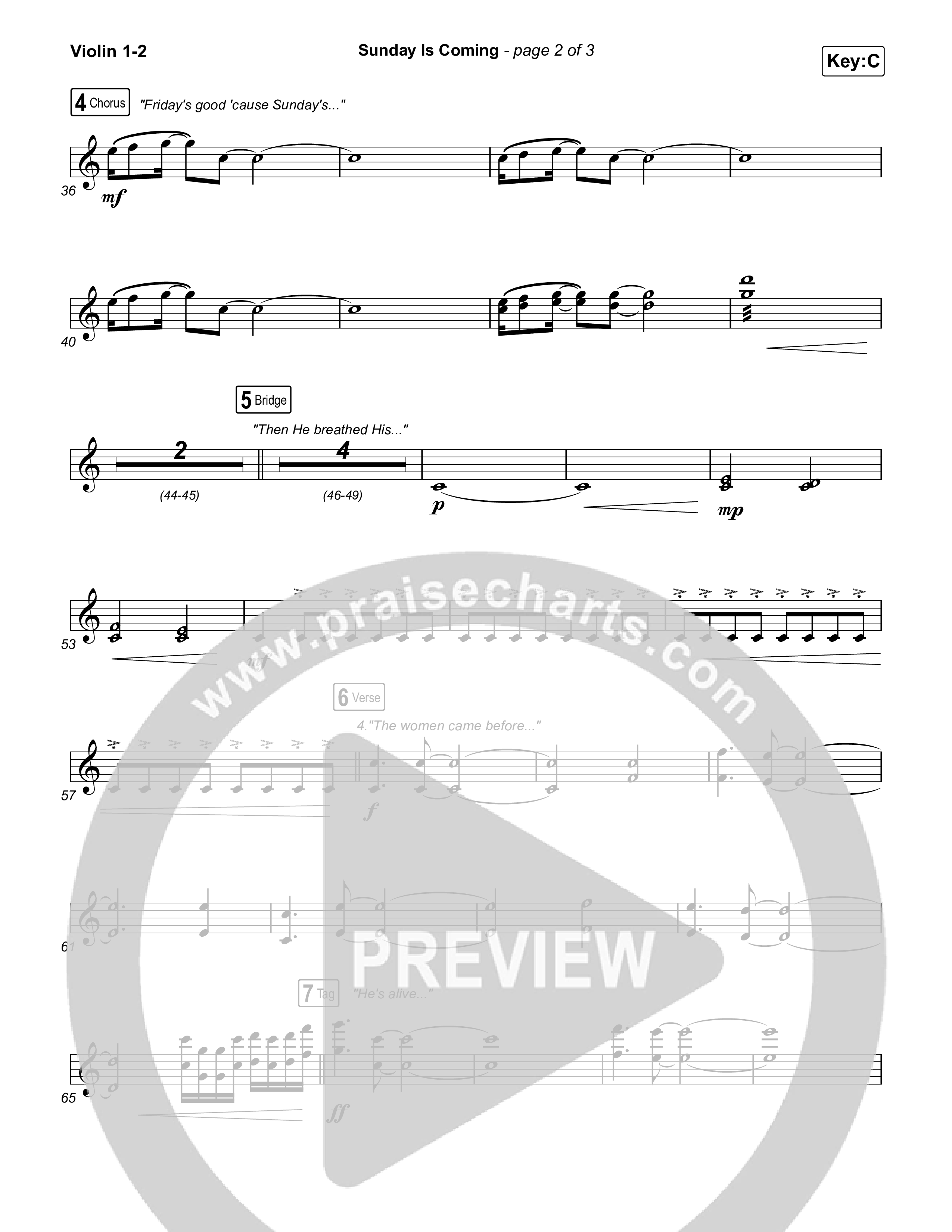 Sunday Is Coming Violin 1,2 (The Worship Initiative / John Marc Kohl)