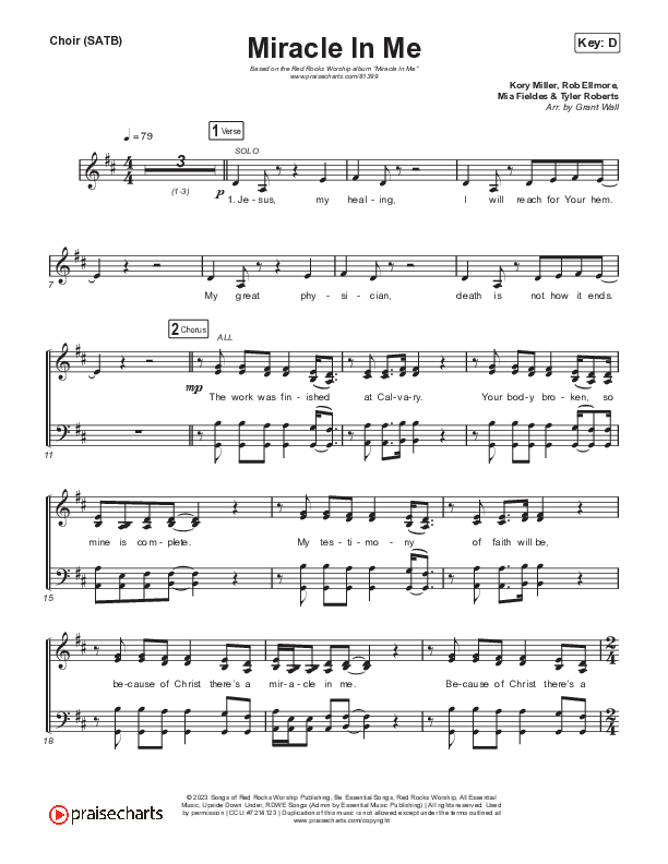 Miracle In Me Choir Sheet (SATB) (Red Rocks Worship)