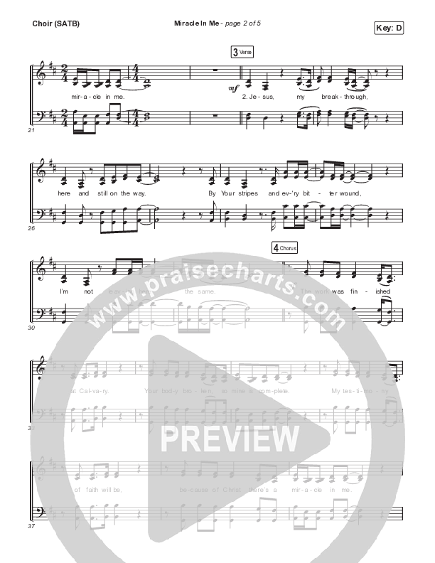 Miracle In Me Choir Sheet (SATB) (Red Rocks Worship)