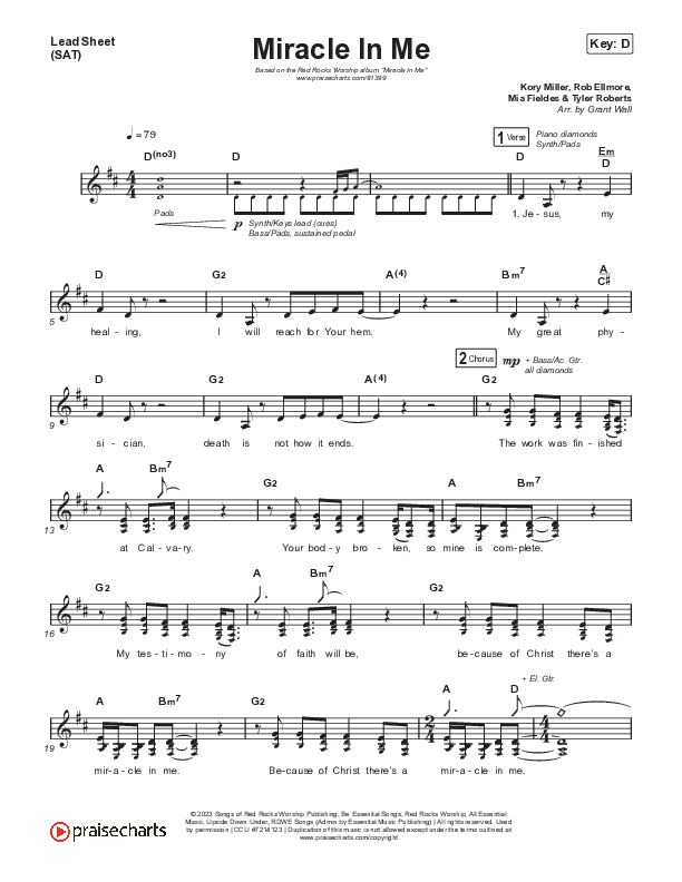 Miracle In Me Lead Sheet (SAT) (Red Rocks Worship)