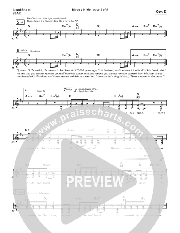 Miracle In Me Lead Sheet (SAT) (Red Rocks Worship)