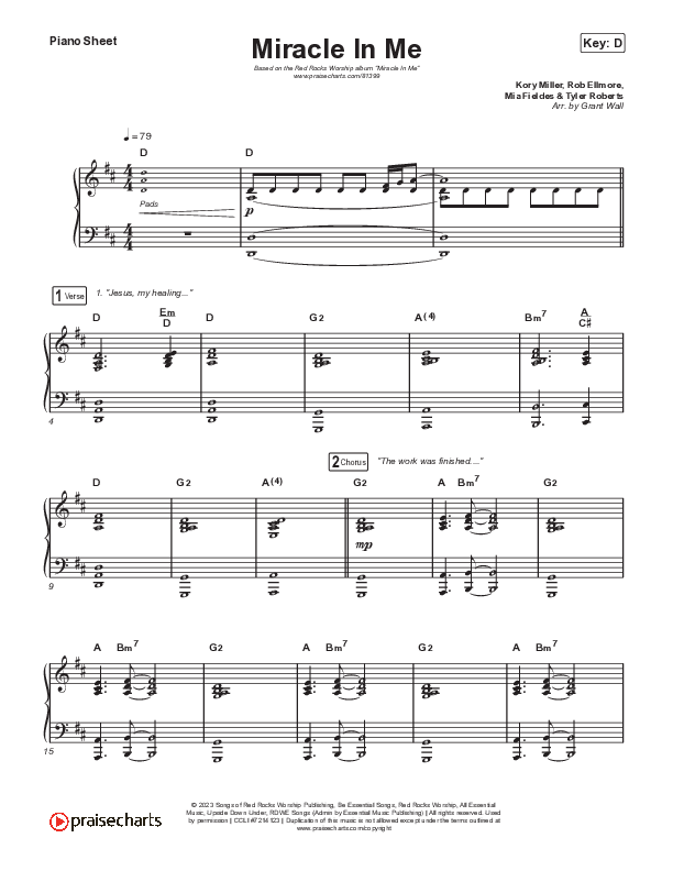 Miracle In Me Piano Sheet (Red Rocks Worship)