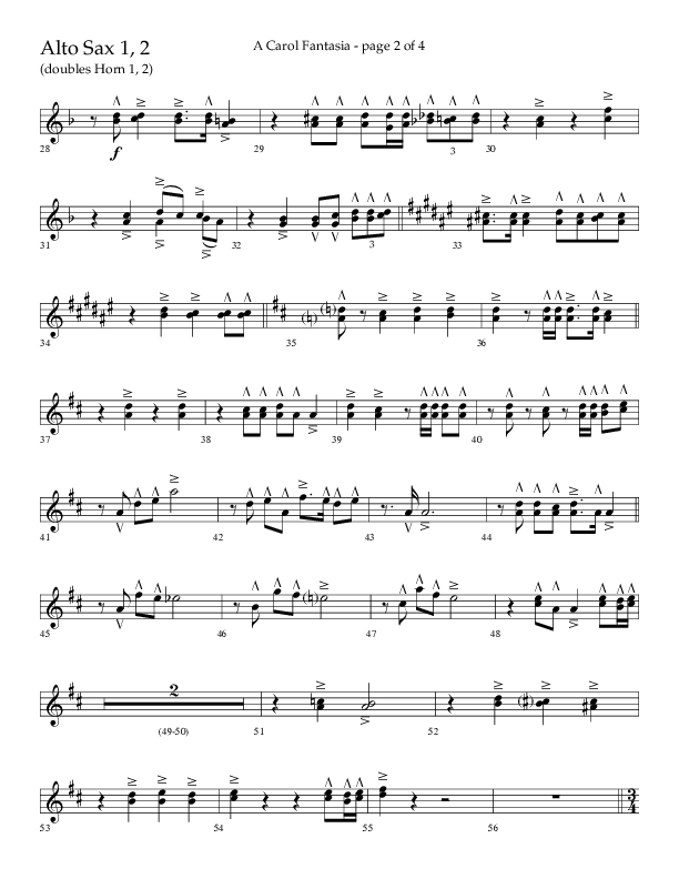 A Carol Fantasia (Choral Anthem SATB) Alto Sax 1/2 (Lifeway Choral / Arr. John Bolin)