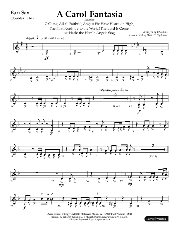 A Carol Fantasia (Choral Anthem SATB) Bari Sax (Lifeway Choral / Arr. John Bolin)