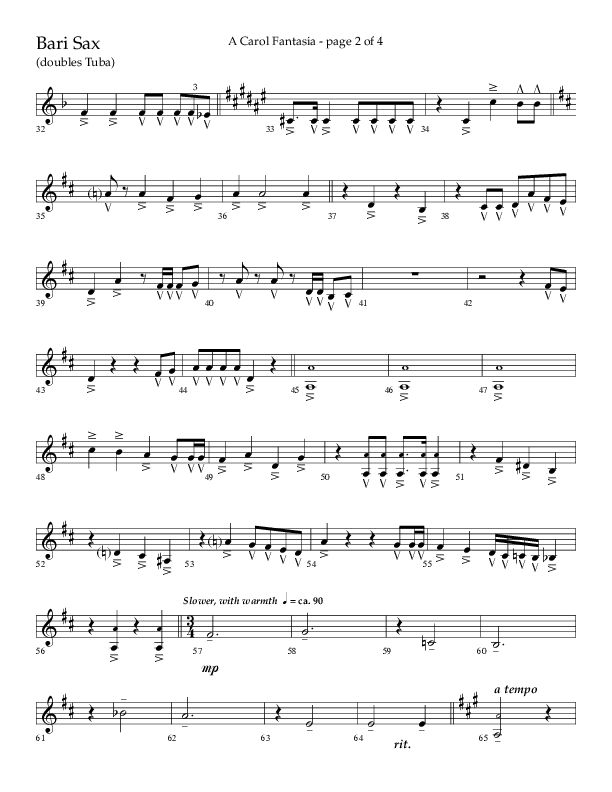 A Carol Fantasia (Choral Anthem SATB) Bari Sax (Lifeway Choral / Arr. John Bolin)
