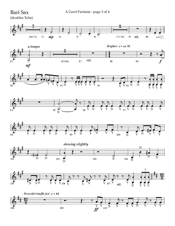 A Carol Fantasia (Choral Anthem SATB) Bari Sax (Lifeway Choral / Arr. John Bolin)