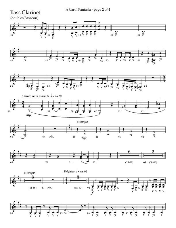 A Carol Fantasia (Choral Anthem SATB) Bass Clarinet (Lifeway Choral / Arr. John Bolin)