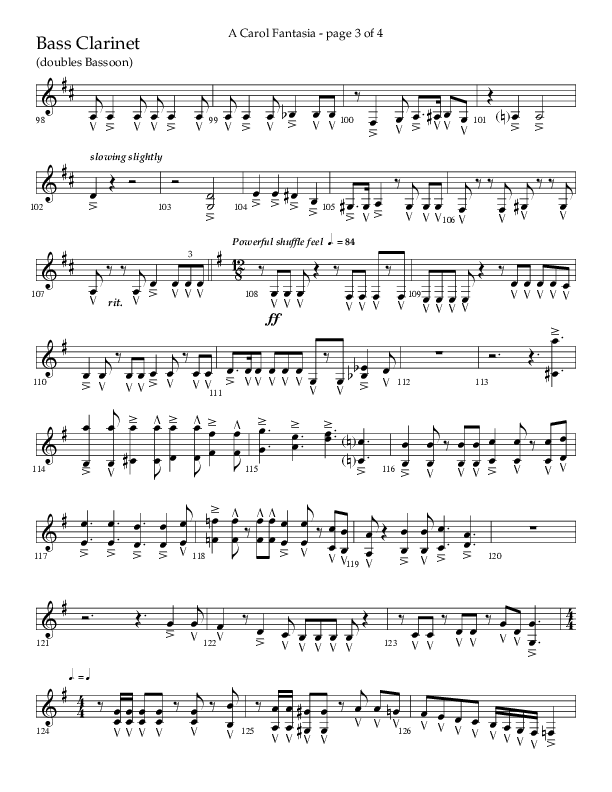 A Carol Fantasia (Choral Anthem SATB) Bass Clarinet (Lifeway Choral / Arr. John Bolin)