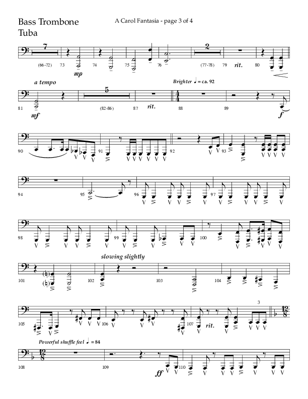 A Carol Fantasia (Choral Anthem SATB) Orchestration (Lifeway Choral / Arr. John Bolin)