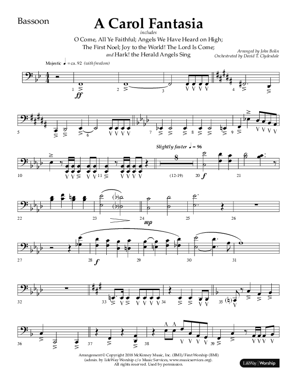 A Carol Fantasia (Choral Anthem SATB) Bassoon (Lifeway Choral / Arr. John Bolin)