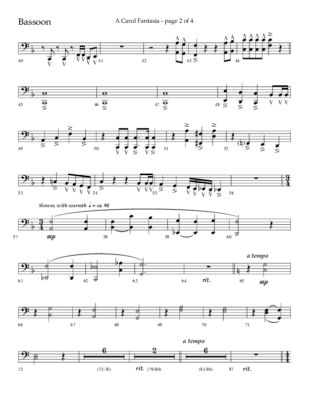A Carol Fantasia (Choral Anthem SATB) Bassoon (Lifeway Choral / Arr. John Bolin)