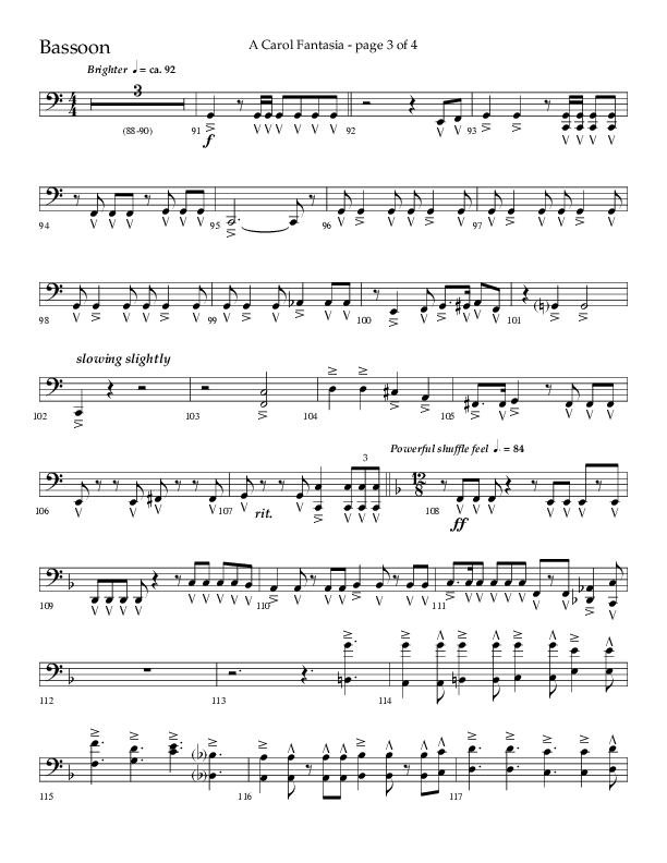 A Carol Fantasia (Choral Anthem SATB) Bassoon (Lifeway Choral / Arr. John Bolin)