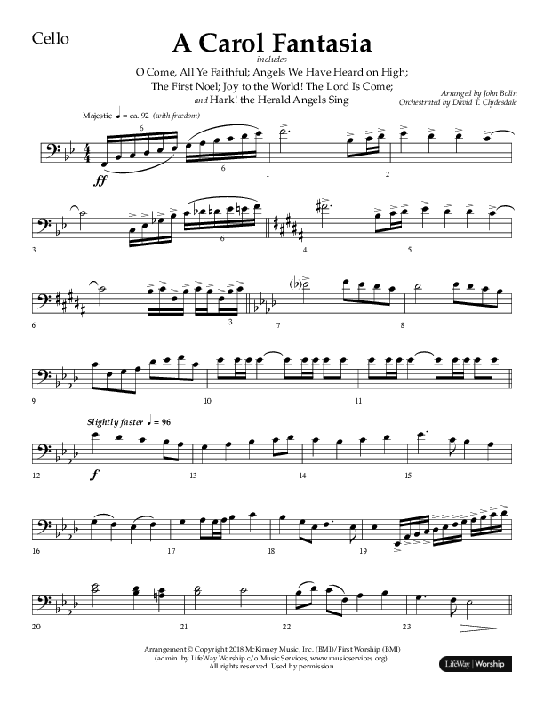 A Carol Fantasia (Choral Anthem SATB) Cello (Lifeway Choral / Arr. John Bolin)