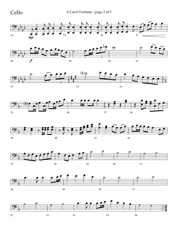 A Carol Fantasia (Choral Anthem SATB) Cello (Lifeway Choral / Arr. John Bolin)