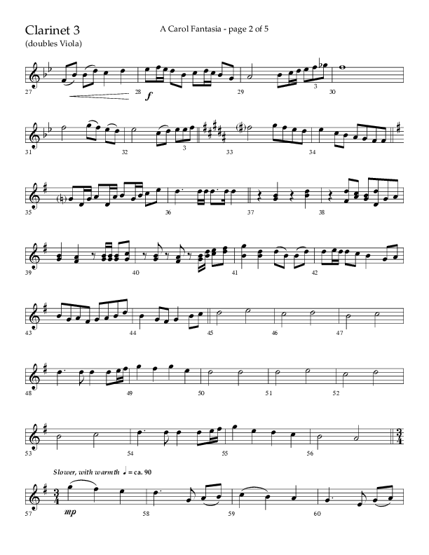 A Carol Fantasia (Choral Anthem SATB) Clarinet 3 (Lifeway Choral / Arr. John Bolin)