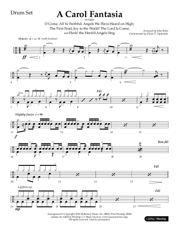 A Carol Fantasia (Choral Anthem SATB) Drum Set (Lifeway Choral / Arr. John Bolin)